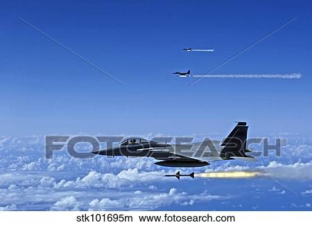 F-15 Eagle aircraft fire AIM-7 Sparrow missiles. View Large Photo Image Picture - F-15 Eagle aircraft fire AIM-7 Sparrow missiles.. Fotosearch