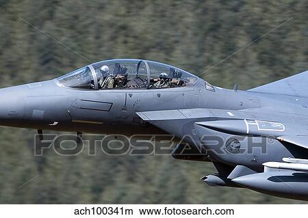 F-15E Strike Eagle low flying over Wales, United Kingdom. View Large Photo Image Picture - F-15E Strike Eagle low flying over Wales, United Kingdom.. Fotosearch