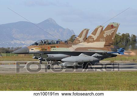 F-16B Netz aircraft from the Israeli Air Force at Decimomannu Air Base, Italy. View Large Photo Image Picture - F-16B Netz aircraft from the Israeli Air Force at Decimomannu Air Base, Italy.. Fotosearch
