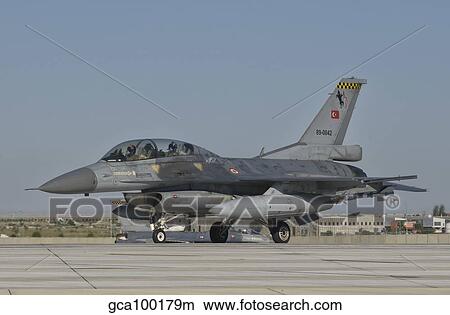 F-16B of the Turkish Air Force, Konya Air Base, Turkey. View Large Photo Image Picture - F-16B of the Turkish Air Force, Konya Air Base, Turkey.. Fotosearch