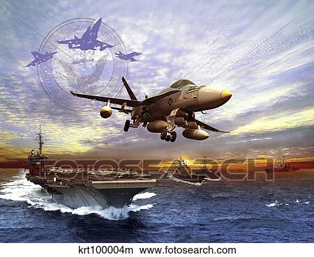 F/A-18 Hornet taking off of a U. S. Navy aircraft carrier. View Large Illustration Stock Illustration - F/A-18 Hornet taking off of a U. S. Navy aircraft carrier.. Fotosearch