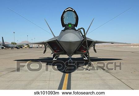 F/A-22 Raptor sits on the parking ramp. View Large Photo Image Picture - F/A-22 Raptor sits on the parking ramp.. Fotosearch