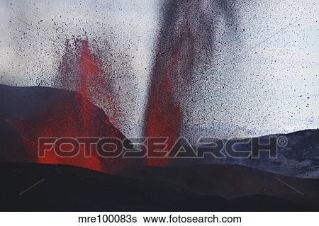 Fimmvorduhals eruption, lava fountains, Eyjafjallajokull, Iceland. View Large Photo Image Stock Photograph - Fimmvorduhals eruption, lava fountains, Eyjafjallajokull, Iceland.. Fotosearch
