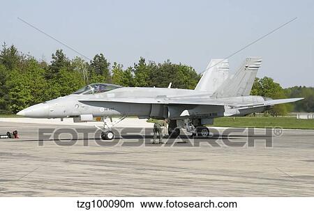 Picture - Finnish Air Force F-18C Hornet at Manching Airfield, Germany.. Fotosearch