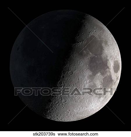 First quarter moon. View Large Photo Image Stock Photograph - First quarter moon.. Fotosearch