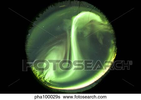 Fish-eye lens view of a bright aurora borealis, Yukon, Canada. View Large Photo Image Stock Photograph - Fish-eye lens view of a bright aurora borealis, Yukon, Canada.. Fotosearch