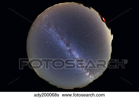 Fish-eye lens view of sky with Milky Way. View Large Photo Image Stock Photograph - Fish-eye lens view of sky with Milky Way.. Fotosearch