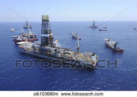 Flaring operations conducted by the drillship Discoverer Enterprise. View Large Photo Image Picture - Flaring operations conducted by the drillship Discoverer Enterprise.. Fotosearch