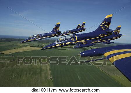 Flying with the Aero L-39 Albatros of the Breitling Jet Team. View Large Photo Image Picture - Flying with the Aero L-39 Albatros of the Breitling Jet Team.. Fotosearch