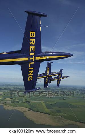 Flying with the Aero L-39 Albatros of the Breitling Jet Team. View Large Photo Image Picture - Flying with the Aero L-39 Albatros of the Breitling Jet Team.. Fotosearch