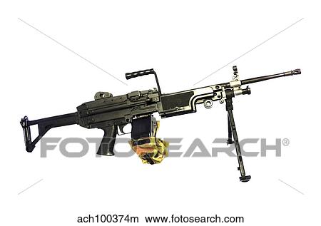 FN Minimi 5. 56mm light machine gun. View Large Photo Image Picture - FN Minimi 5. 56mm light machine gun.. Fotosearch