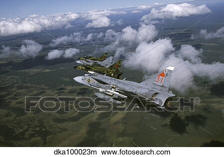 Four Saab 37 Viggen fighters of the Swedish Air Force. View Large Photo Image Picture - Four Saab 37 Viggen fighters of the Swedish Air Force.. Fotosearch