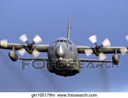 Front view of a MC-130P Combat Shadow in flight over Scotland. View Large Photo Image Picture - Front view of a MC-130P Combat Shadow in flight over Scotland.. Fotosearch