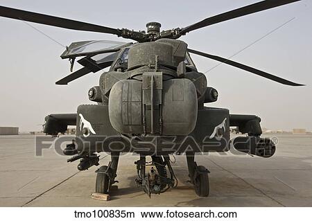 Front view of an AH-64D Apache helicopter. View Large Photo Image Picture - Front view of an AH-64D Apache helicopter.. Fotosearch