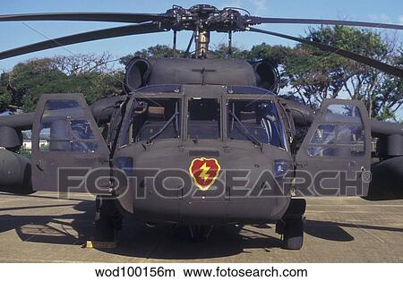Picture - Front view of an Army HH-60 Pave Hawk helicopter.. Fotosearch