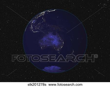 Full Earth at night showing city lights centered on Australia and Oceania. View Large Photo Image Stock Photograph - Full Earth at night showing city lights centered on Australia and Oceania.. Fotosearch