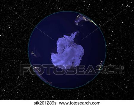 Full Earth at night showing city lights centered on the South Pole. View Large Photo Image Stock Photograph - Full Earth at night showing city lights centered on the South Pole.. Fotosearch