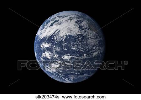 Stock Photograph - Full Earth centered over the Pacific Ocean.. Fotosearch