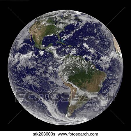 Stock Photograph - Full Earth showing North America and South America.. Fotosearch