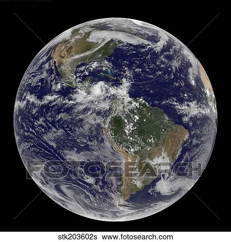 Stock Photograph - Full Earth showing North America and South America.. Fotosearch