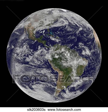 Stock Photograph - Full Earth showing North America and South America.. Fotosearch