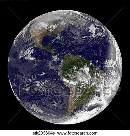Stock Photograph - Full Earth showing North America and South America.. Fotosearch