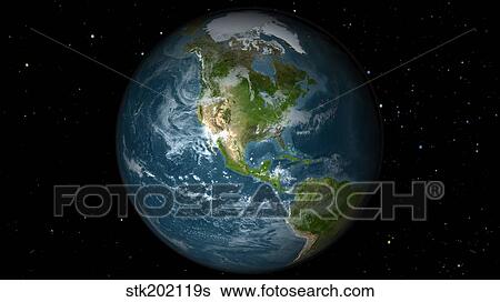 Stock Photograph - Full Earth view showing North America.. Fotosearch