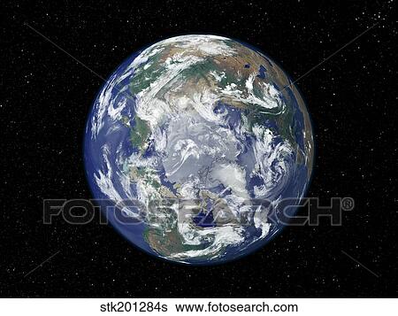Fully lit Earth centered on the North Pole. View Large Photo Image Stock Photograph - Fully lit Earth centered on the North Pole.. Fotosearch