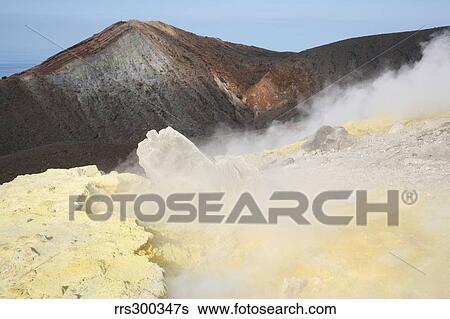 Stock Photograph - Fumarole field on rim of Vulcano Island, Aeolian Islands, Italy.. Fotosearch