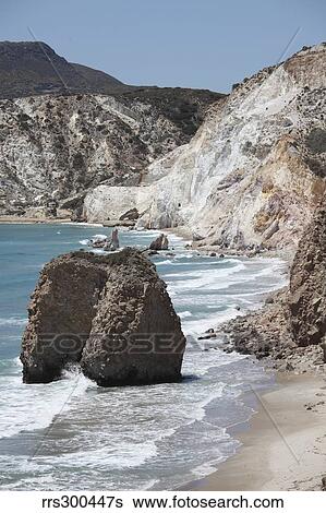 Fyriplaka beach, weathered volcanic formations, Milos Island, Greece View Large Photo Image Stock Photograph - Fyriplaka beach, weathered volcanic formations, Milos Island, Greece. Fotosearch