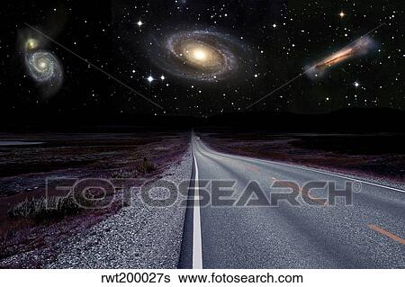 Stock Photograph - Galactic night scene on a distant planet.. Fotosearch