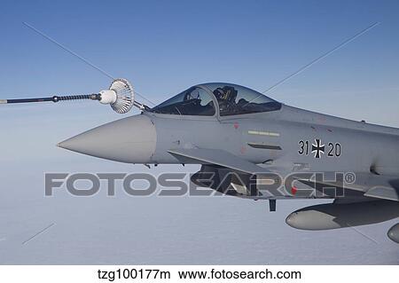 German Air Force Eurofighter Typhoon during in-flight refueling. View Large Photo Image Picture - German Air Force Eurofighter Typhoon during in-flight refueling.. Fotosearch