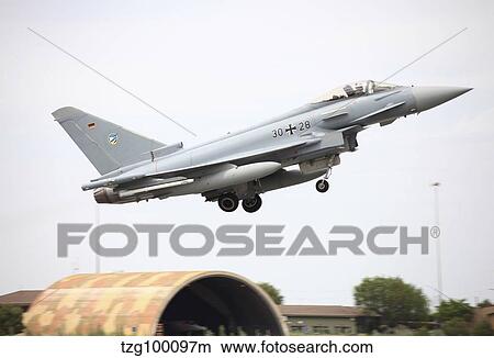 German Eurofighter taking off from Albacete Airfield, Spain. View Large Photo Image Picture - German Eurofighter taking off from Albacete Airfield, Spain.. Fotosearch
