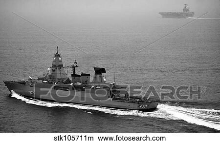 German navy frigate FGS Hessen cruises alongside USS Harry S. Truman. View Large Photo Image Picture - German navy frigate FGS Hessen cruises alongside USS Harry S. Truman.. Fotosearch