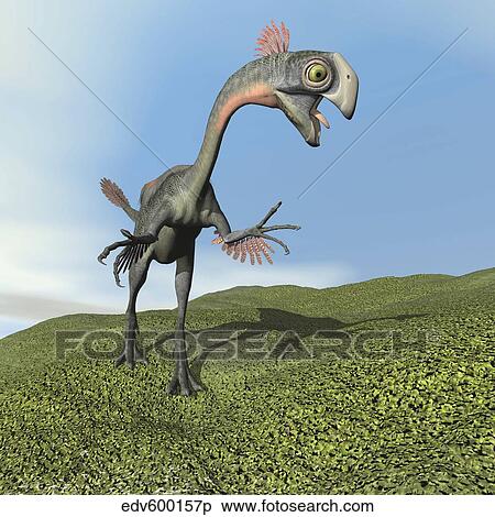 Gigantoraptor dinosaur. View Large Illustration Stock Illustration - Gigantoraptor dinosaur.. Fotosearch