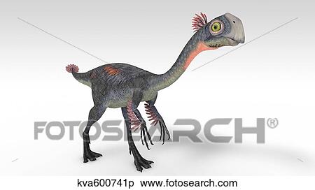 Stock Illustration - Gigantoraptor dinosaur, white background.. Fotosearch