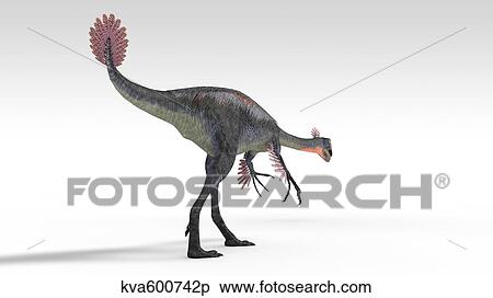 Gigantoraptor dinosaur, white background. View Large Illustration Stock Illustration - Gigantoraptor dinosaur, white background.. Fotosearch