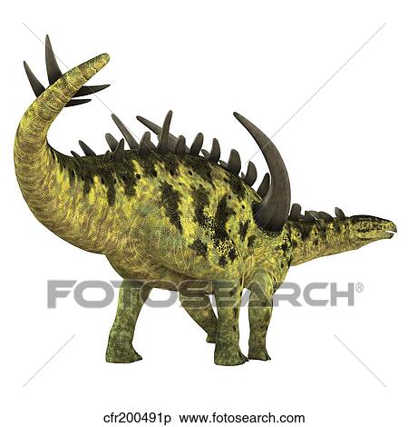 Stock Illustration - Gigantspinosaurus dinosaur, white background.. Fotosearch