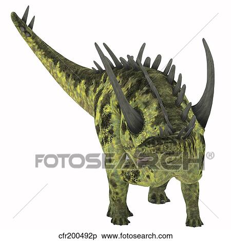 Stock Illustration - Gigantspinosaurus dinosaur, white background.. Fotosearch