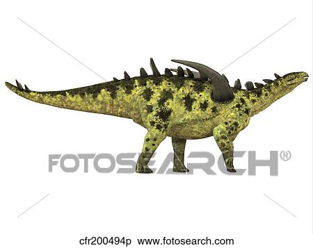 Stock Illustration - Gigantspinosaurus dinosaur, white background.. Fotosearch