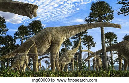 Giraffatitan brancai dinosaurs grazing in a Jurassic environment. View Large Illustration Stock Illustration - Giraffatitan brancai dinosaurs grazing in a Jurassic environment.. Fotosearch
