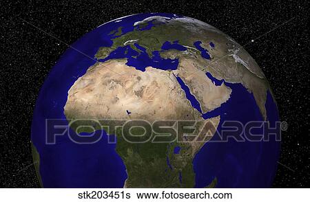 Global view of Earth over North Africa, Europe, the Middle East, and India. View Large Photo Image Stock Photograph - Global view of Earth over North Africa, Europe, the Middle East, and India.. Fotosearch