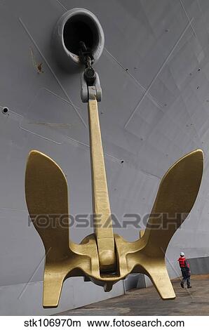 Golden Anchors are installed on the aircraft carrier USS Ronald Reagan. View Large Photo Image Picture - Golden Anchors are installed on the aircraft carrier USS Ronald Reagan.. Fotosearch