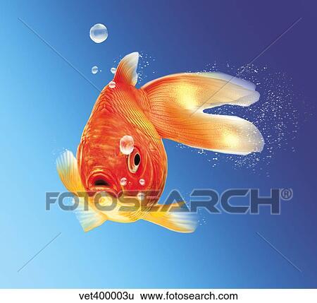 Goldfish with water bubbles. View Large Illustration Stock Illustration - Goldfish with water bubbles.. Fotosearch