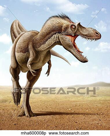 Gorgosaurus running across an open desert. View Large Illustration Stock Illustration - Gorgosaurus running across an open desert.. Fotosearch