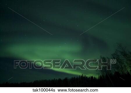 Green Aurora above Far Lake, Yellowknife, Northwest Territories, Canada. View Large Photo Image Stock Photograph - Green Aurora above Far Lake, Yellowknife, Northwest Territories, Canada.. Fotosearch