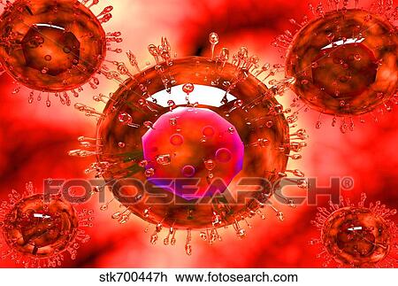 Drawing - Group of H5N1 virus with glassy view.. Fotosearch