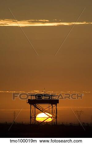 Guard tower at sunset. View Large Photo Image Picture - Guard tower at sunset.. Fotosearch