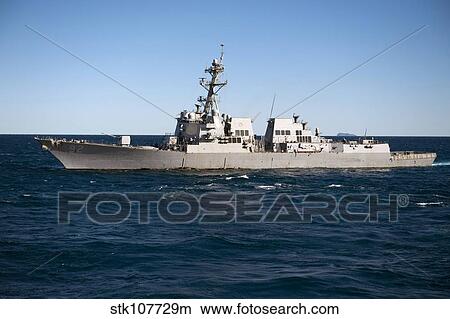 Guided-missile destroyer USS Momsen transits the Coral Sea. View Large Photo Image Picture - Guided-missile destroyer USS Momsen transits the Coral Sea.. Fotosearch