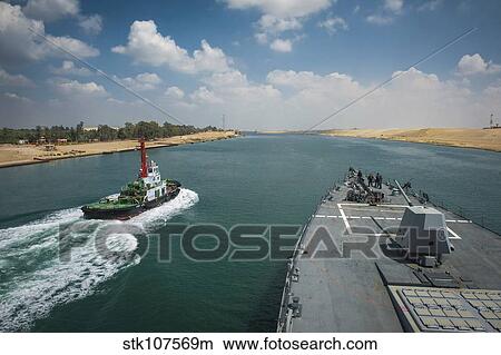 Guided-missile destroyer USS Stockdale transits the Suez Canal. View Large Photo Image Picture - Guided-missile destroyer USS Stockdale transits the Suez Canal.. Fotosearch